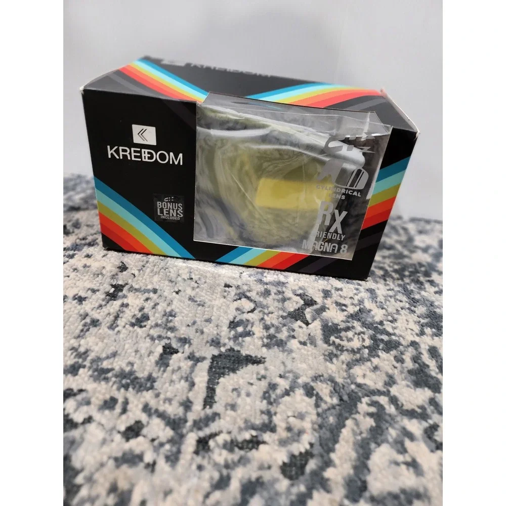 Kredom Shred Horn Snow Goggles Gloss Blk Silver Mirror Lens Magna 8 RX Friendly